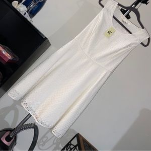 🤑SALE•Short White Circle Eyelet Hi-Waist Sheath Dress by Max Studio